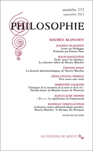 Philosophie N° 151, septembre 2021 Maurice Blanchot