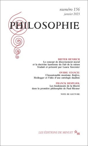  Editions de Minuit - Philosophie N° 156 : .