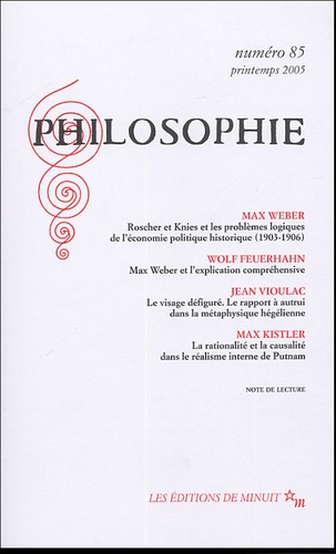 Max Weber et Wolf Feuerhahn - Philosophie N° 85, Printemps 200 : .