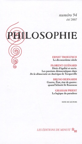 Ernst Troeltsch et Florent Guénard - Philosophie N° 94, été 2007 : .