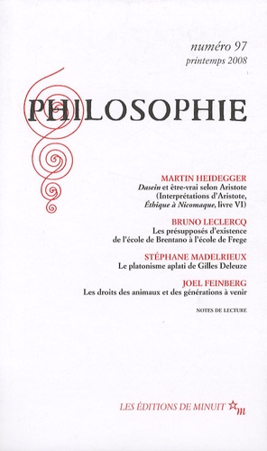 Martin Heidegger et Bruno Leclercq - Philosophie N° 97, Printemps 200 : .