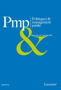 Politiques & management public Volume 30, N°2, Avril-Juin 2013