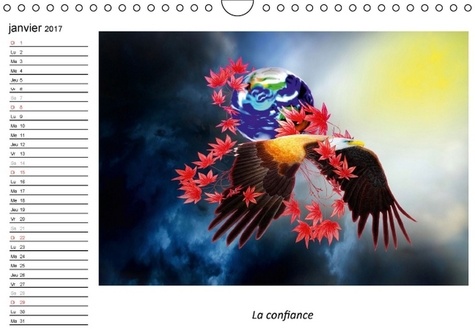 Protéger la perle bleue. Dessins au crayon de couleur : notre beau monde sur le chemin entre la lumière et les ténèbres, entre ici et maintenant. Calendrier mural A4 horizontal 2017