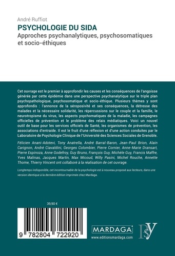 Psychologie du sida. Approches psychanalytiques, psychosomatiques et socio-éthiques 2e édition