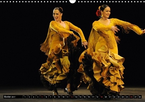 Quand l'espagne danse. Le Ballet National d'Espagne est spécialisé en danse classique et régionale espagnole et dans le flamenco. Calendrier mural A3 horizontal 2017