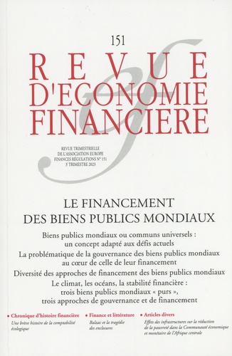 Revue d'économie financière N° 151, 3e trimestre 2023 Le financement des biens publics mondiaux