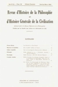  PU du Septentrion - Revue d'Histoire de la Philosophie et d'Histoire Générale de la Civilisation N° 33, janvier 1943 : .