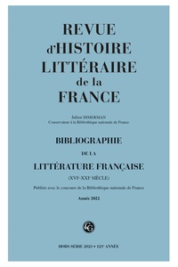 Emmanuel Bury - Revue d'histoire littéraire de la France 2023, Année 2022 2023 : Bibliographie de la littérature française.