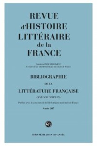 Revue d'histoire littéraire de la France  Bibliographie de la littérature française