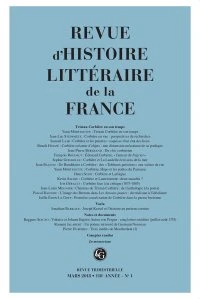 Revue d'histoire littéraire de la France N° 1, novembre-décembre 2018