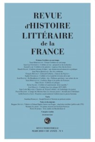 Revue d'histoire littéraire de la France N° 1, novembre-décembre 2018