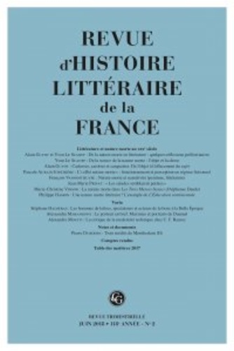 Revue d'histoire littéraire de la France N° 2, 2018