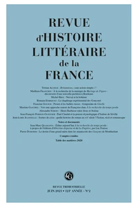 Revue d'histoire littéraire de la France N° 2, avril-juin 2021