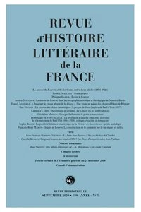 Revue d'histoire littéraire de la France N° 3, 2019