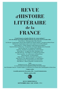  Classiques Garnier - Revue d'histoire littéraire de la France N° 3 - 2022 : .
