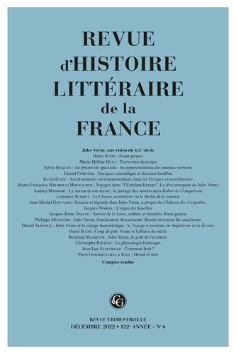 Revue d'histoire littéraire de la France N° 4, décembre 2022