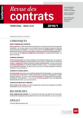  Collectif - Revue des contrats N° 1/2018 : .