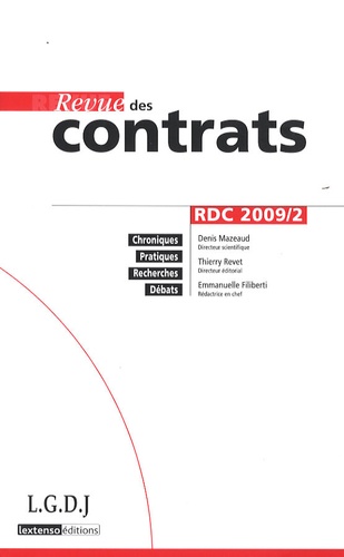 Denis Mazeaud et Thierry Revet - Revue des contrats N° 2, Avril 2009 : .