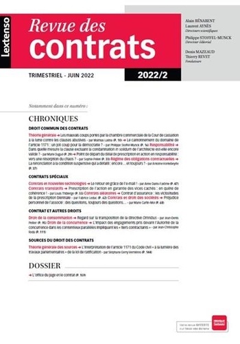 Revue des contrats N° 2, juin 2022