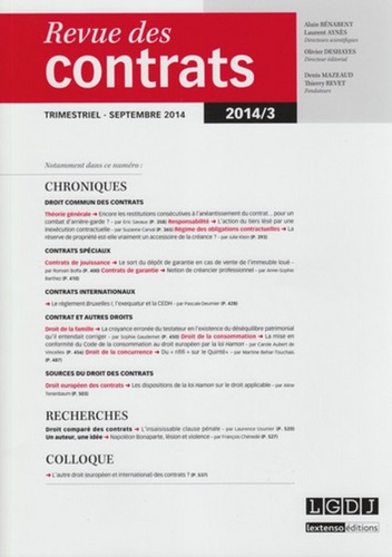 Emmanuelle Filiberti - Revue des contrats N° 3, septembre 2014 : .