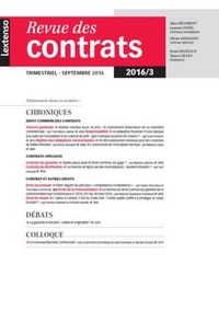 Olivier Deshayes - Revue des contrats N° 3, septembre 2016 : .