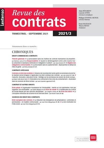  LGDJ - Revue des contrats N° 3, septembre 2021 : .