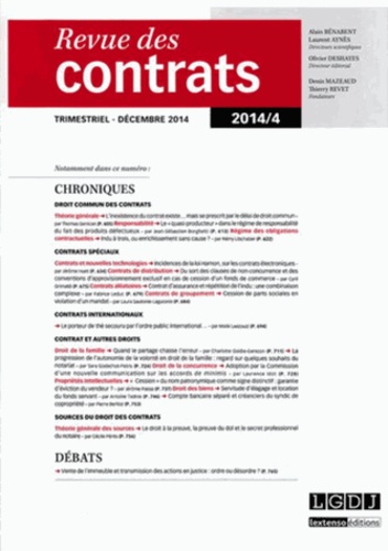 Olivier Deshayes - Revue des contrats N° 4, décembre 2014 : .