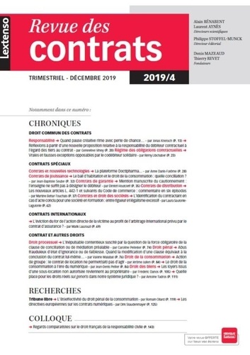  LGDJ - Revue des contrats N° 4, décembre 2019 : .