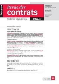 Alain Bénabent et Laurent Aynès - Revue des contrats N° 4, décembre 2022 : .
