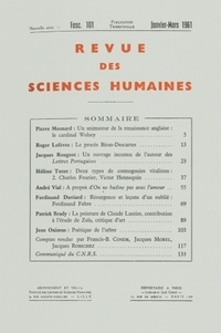  PU du Septentrion - Revue des Sciences Humaines N° 101, 1/1961 : .