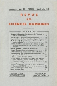  PU du Septentrion - Revue des Sciences Humaines N° 106, 4/1962 : .