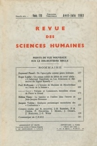  PU du Septentrion - Revue des Sciences Humaines N° 110, 4/1963 : .