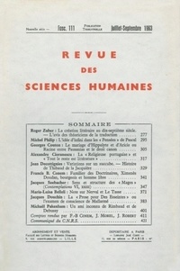  PU du Septentrion - Revue des Sciences Humaines N° 111, 7/1963 : .