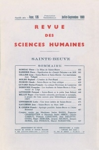  PU du Septentrion - Revue des Sciences Humaines N° 135, 7/1969 : Sainte-Beuve.