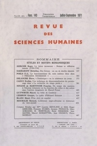  PU du Septentrion - Revue des Sciences Humaines N° 143, 7/1971 : .