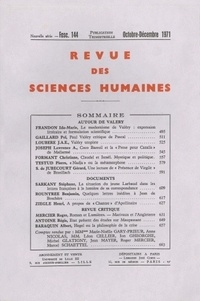  PU du Septentrion - Revue des Sciences Humaines N° 144, 10/1971 : Revue des sciences humaines, n°144/octobre - décembre 1971.