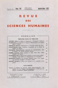 PU du Septentrion - Revue des Sciences Humaines N° 145, 1/1972 : Théâtre dans le théâtre.