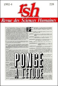 Gérard Farasse - Revue des Sciences Humaines N° 228,10/1992 : Ponge à l'étude.