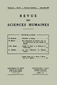 PU du Septentrion - Revue des Sciences Humaines N° 81, 1/1956 : .