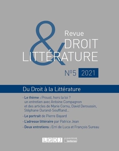 Revue Droit & Littérature N° 5/2021 Du droit à la littérature