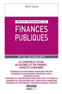 Revue française de finances publiques N° 132/2015