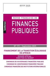 Revue française de finances publiques N° 171, septembre 2025