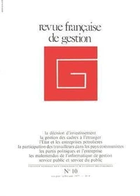 Revue française de gestion N° 10, mai-juin/juillet-août 1977