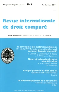 Revue internationale de droit comparé, année 2003, N° 1 à 4