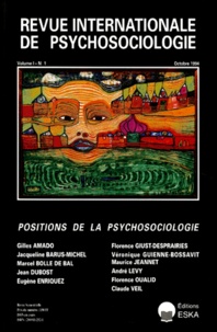  Eska - Revue internationale de psychosociologie N° 1, Octobre 1994 : Positions de la psychosociologie.