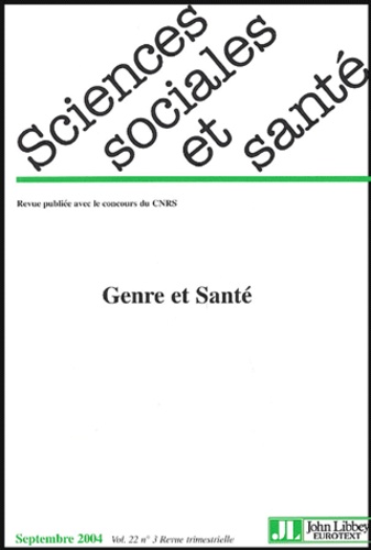 Doris Bonnet - Sciences Sociales et Santé Volume 22 N° 3, Sept : Genre et santé.