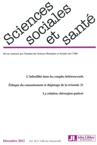  John Libbey - Sciences Sociales et Santé Volume 30 N° 4/2012 : .