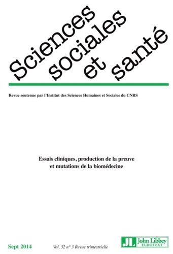 Pascale Bourret et Philippe Le Moigne - Sciences Sociales et Santé Volume 32 N° 3/2014 : .