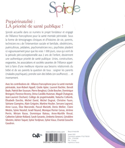 Spirale N° 92, janvier 2020 Psypérinatalité : LA priorité de santé publique !