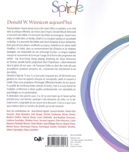 Spirale N° 98, septembre 2021 Donald W. Winnicott aujourd'hui